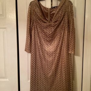 Ladies Size 12 Etcetera Laced Designed Gold Dress